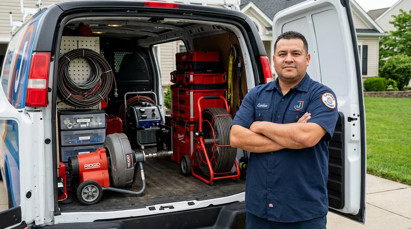 Professional drain cleaning equipment and Johns Plumbing LLC plumber in Horse Cave