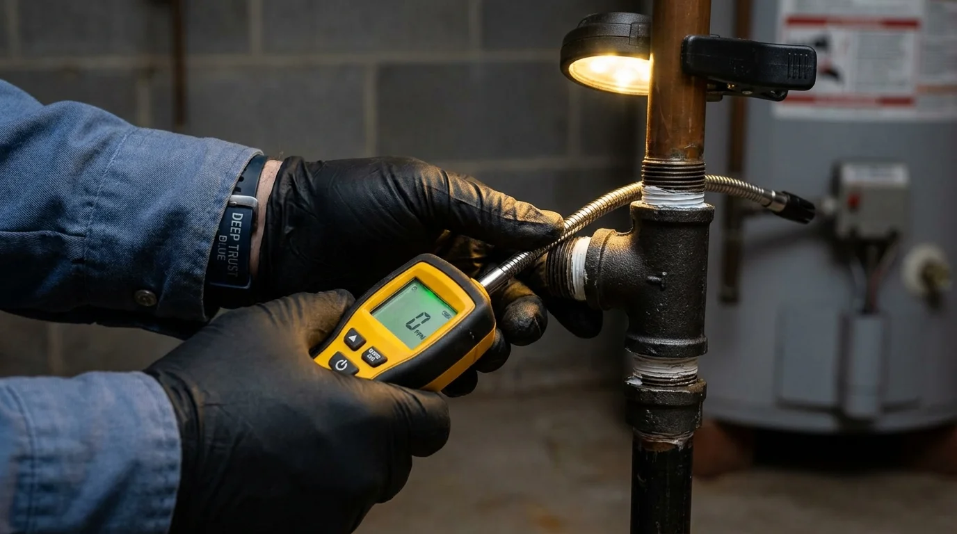 Gas leak detection with electronic sniffer by Johns Plumbing LLC in Horse Cave