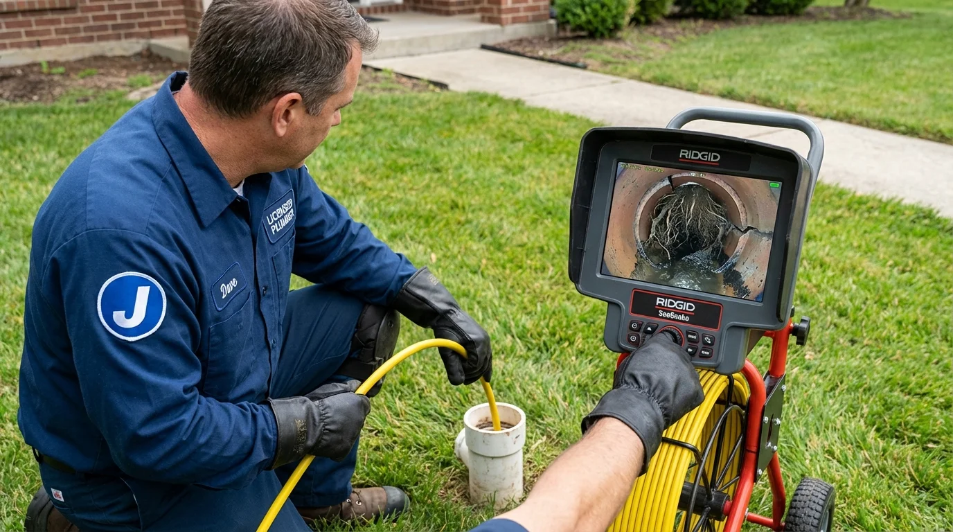 Sewer camera inspection being performed by Johns Plumbing LLC in Horse Cave
